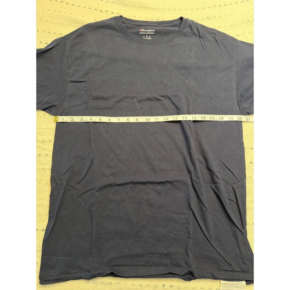 Champion Mens Navy Blue Short Sleeve T-Shirt Crew Neck Athletic Tee Size Large - Picture 2 of 5